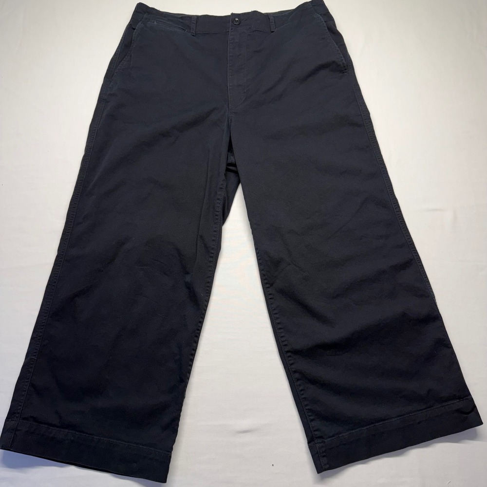 Polo Ralph Lauren Wide Leg Crop Pants Black High Rise Chino‎ Stretch Women 12